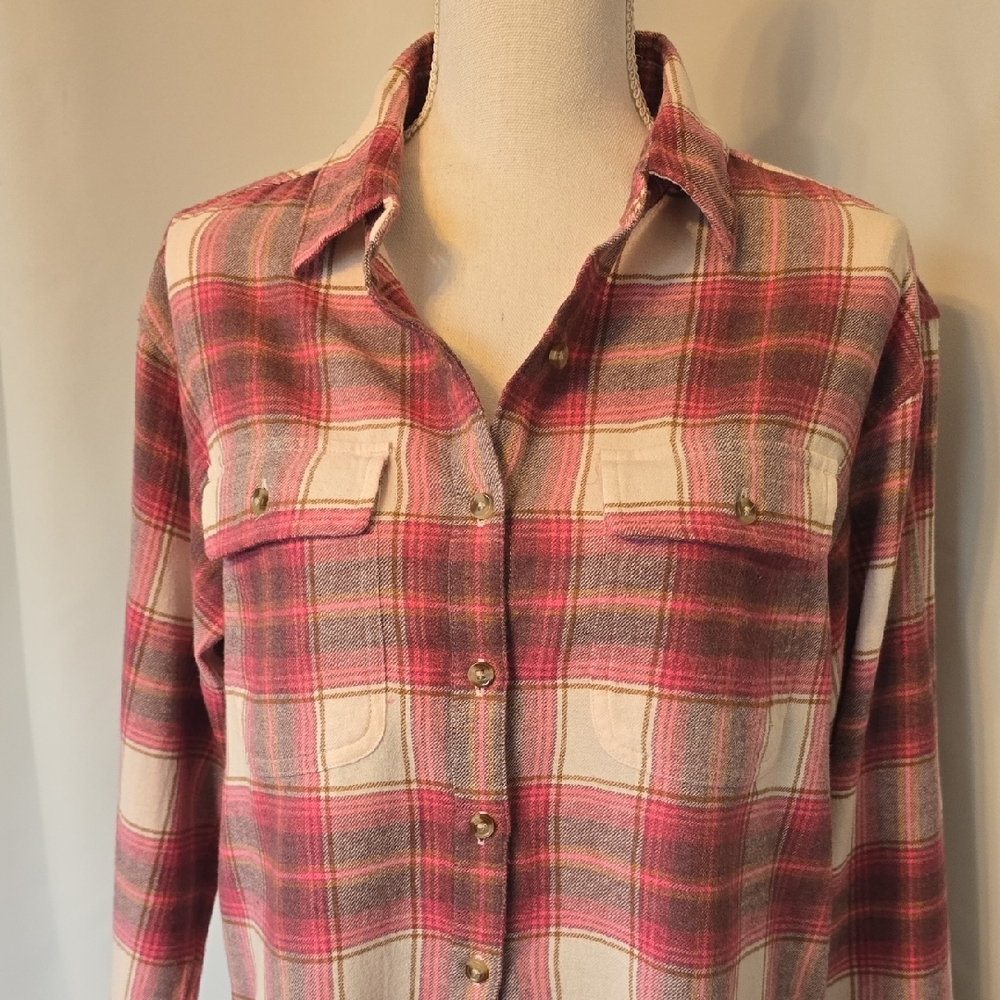 Lucky Brand Pink and White Plaid Shirt